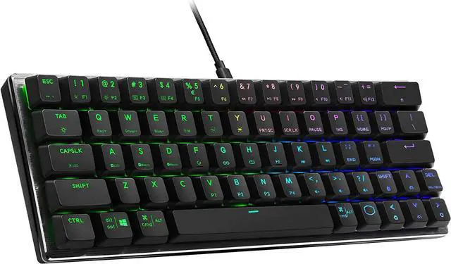 Alt view image 2 of 3 - Cooler Master SK620 60% Mechanical Keyboard with Low Profile Blue Switches, New and Improved Keycaps, and Brushed Aluminum Design