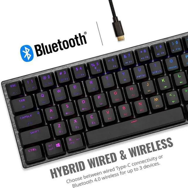 Alt view image 2 of 7 - Cooler Master SK622 Wireless 60% Mechanical Keyboard with Low Profile Blue Switches, Improved Keycaps, and Brushed Aluminum Design