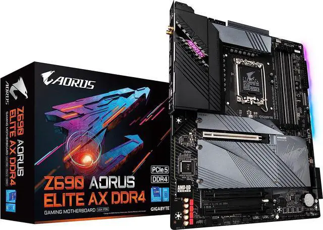 Alt view image 6 of 7 - Gigabyte Z690 Aorus Elite AX DDR4 Intel LGA 1700 ATX Motherboard