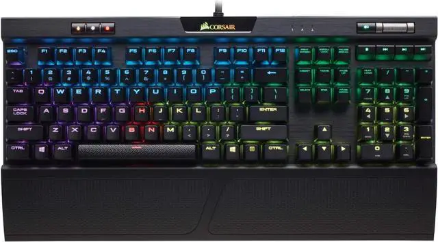 Alt view image 2 of 3 - Corsair K70 RGB MK.2 Mechanical Gaming Keyboard - Cherry MX Red - Cable Connectivity - USB 2.0 Type A Interface - 104 Key Stop, Previous Track, Play/Pause, Next Track, Windows Lock Key, Volume ...