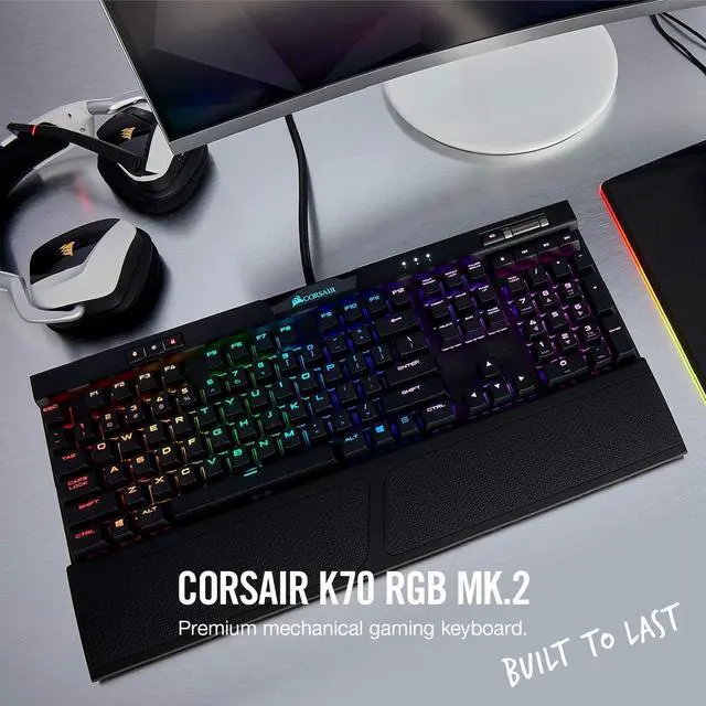 Alt view image 3 of 3 - Corsair K70 RGB MK.2 Mechanical Gaming Keyboard - Cherry MX Red - Cable Connectivity - USB 2.0 Type A Interface - 104 Key Stop, Previous Track, Play/Pause, Next Track, Windows Lock Key, Volume ...