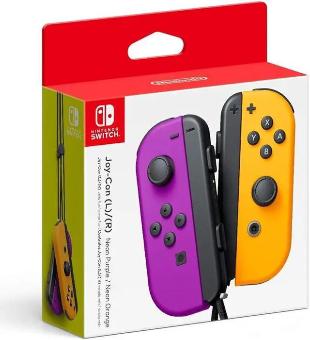 Alt view image 2 of 4 - Nintendo Joy-Con (L/R) Wireless Controllers - Neon Purple/Neon Orange HACAJAQAA