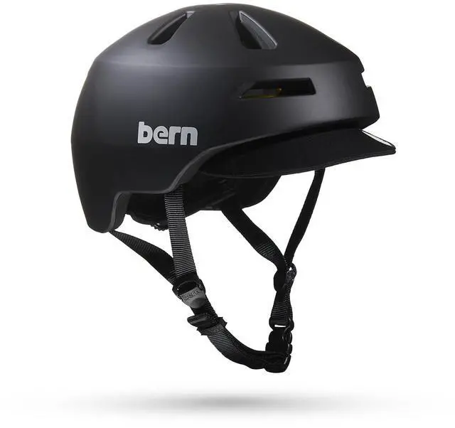 Main image of BERN Brentwood 2.0 Comfort Cycling Helmet for Adult, Matte Black w/Visor, Medium