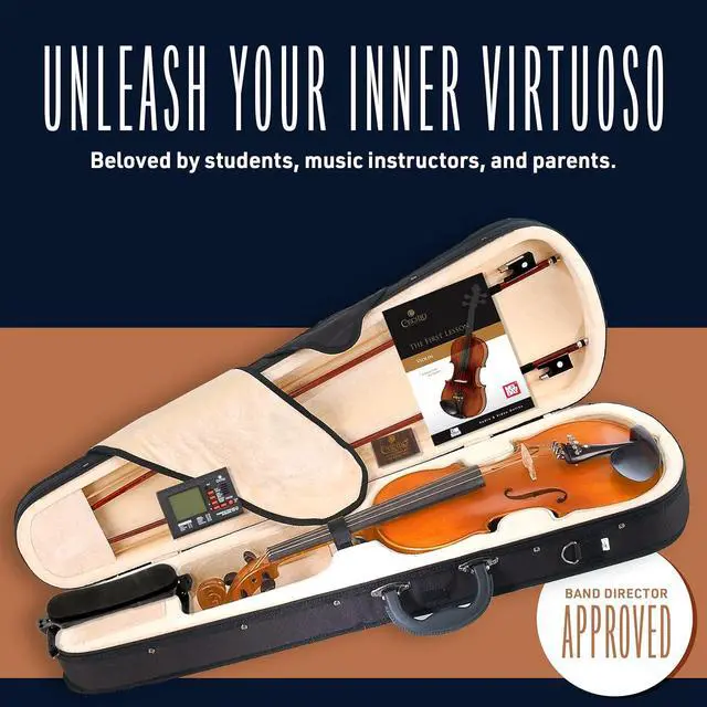 Alt view image 2 of 2 - Cecilio CVN-300 Solidwood Ebony Fitted Violin - Size 4/4, Natural Varnish