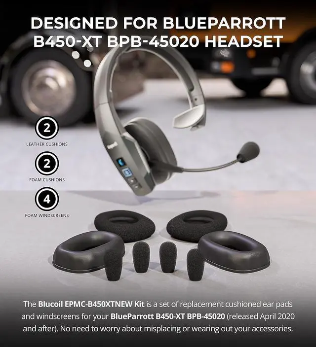 Main image of Blucoil EPMC Replacement Cushions & Windscreen Kit for Blueparrott B450-XTNEW
