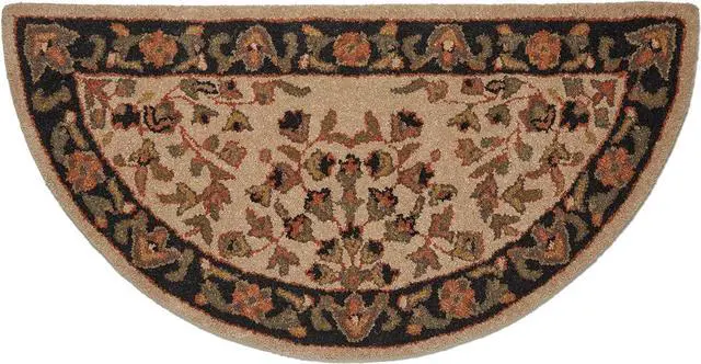 Main image of Uniflame Beige w/Black Hand Tufted 100% Wool Rug - Floor Heat & Spark Protection