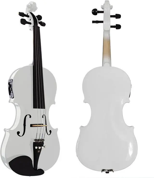 Alt view image 2 of 2 - Cecilio 4/4CVNAE-White Ebony Fitted Acoustic/Electric Violin, 4/4 - Pearl White