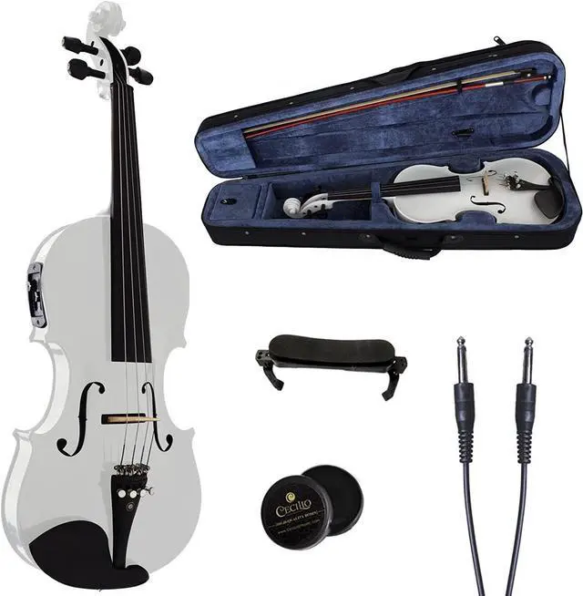 Main image of Cecilio 4/4CVNAE-White Ebony Fitted Acoustic/Electric Violin, 4/4 - Pearl White