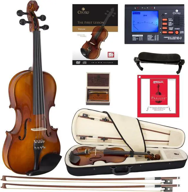 Main image of Cecilio CVN-320L Solidwood Ebony Fitted LEFT-HANDED Violin - 4/4 - Full Size