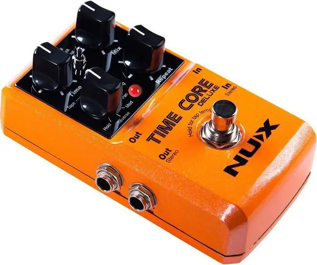 Alt view image 2 of 2 - NUX Time Core Deluxe 7 Type Delay Guitar Effect Pedal w/ Looper Tone Lock, Clear