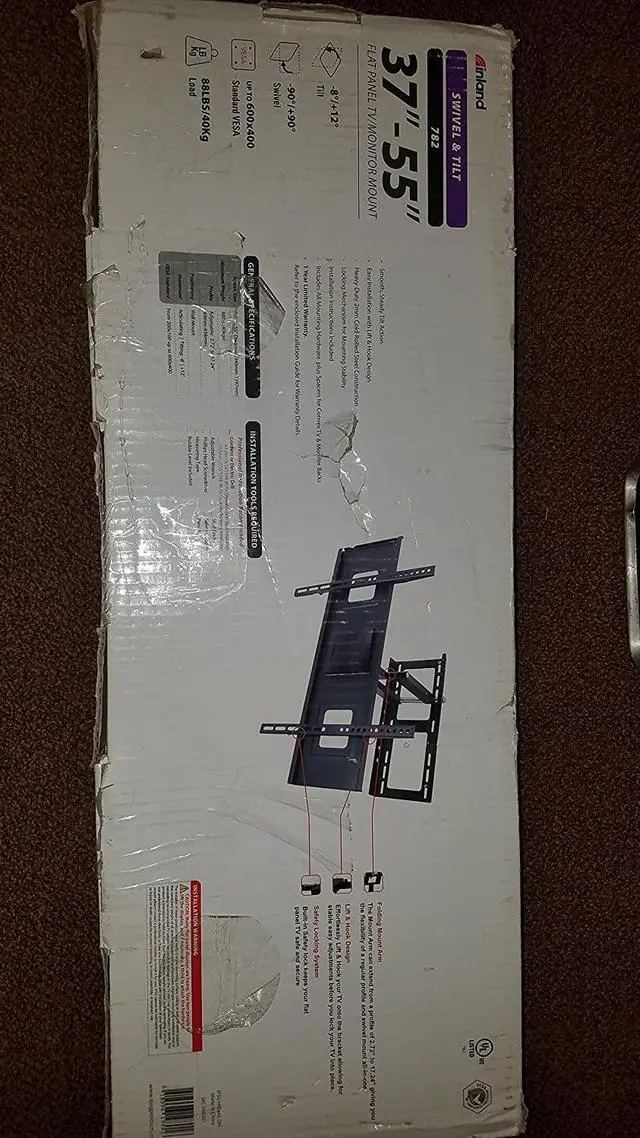 Main image of Inland 4330181760 Alloy Steel 37" - 55" Tilt Televisions Wall Mount 782