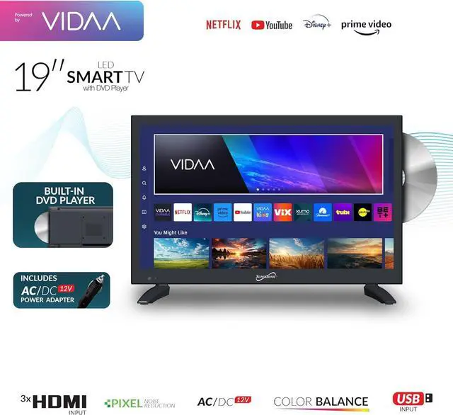 Alt view image 2 of 2 - Supersonic SC-1926DVD 18.5" LED Smart HDTV with DVD Player for Home - Black
