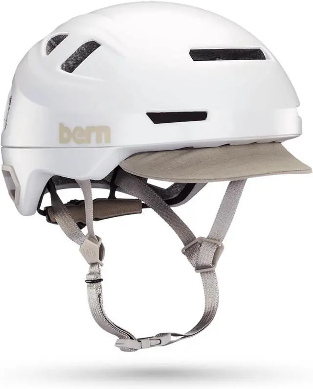 Main image of Bern Hudson Bike Helmet with Integrated LED Rear Light, MIPS Satin White - Small