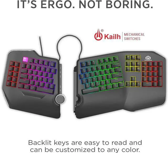 Alt view image 2 of 2 - Cloud Nine C989M Ergonomic Mechanical Keyboard - Cherry RGB MX Brown Switches