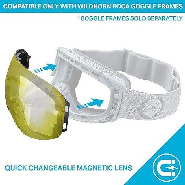 Alt view image 2 of 2 - WildHorn Outfitters Roca Replacement Frameless Snow Goggle Lens, Junior - Yellow