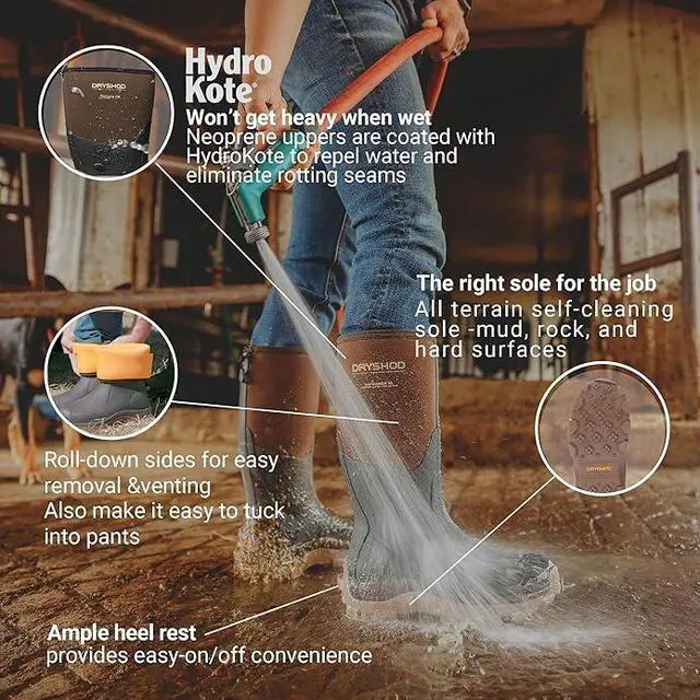 Alt view image 2 of 2 - Dryshod HAY-WM-BR-010 Haymaker Mid Rubber Farm Boots for Women's, Brown, Size 10