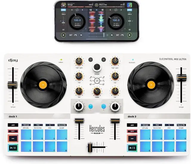 Alt view image 15 of 16 - Hercules DJControl Mix Ultra DJ Controller with Protective Cover