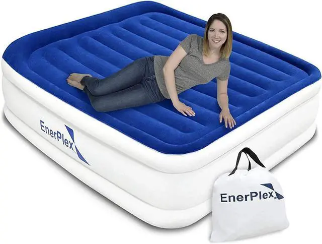 Main image of EnerPlex 13" Inflatable PVC Air Mattress w/Pump for Camping, Twin - Blue/White