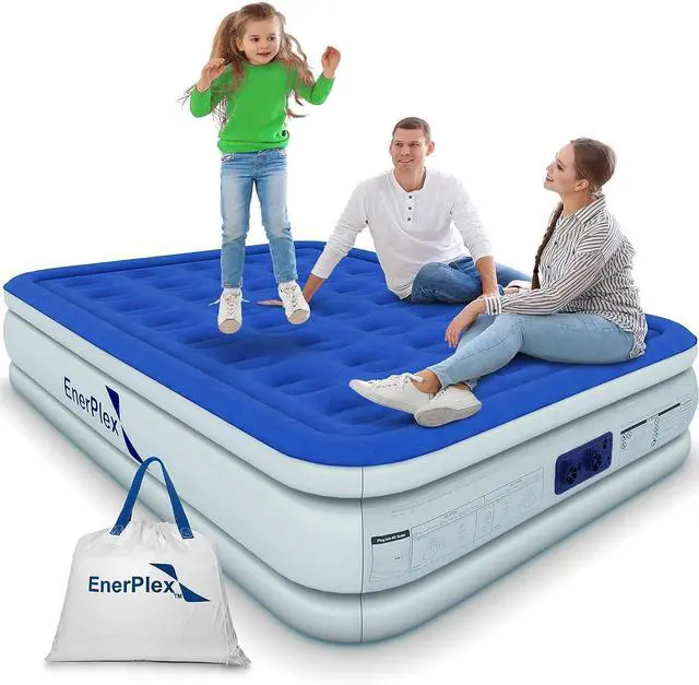 Alt view image 6 of 6 - EnerPlex Premium Double Pump Deluxe Twin Size Air Mattress Bed with Built-in Pump Elevated, Double High, Twin Blow Bed for Home, Camping, Travel - Size, Twin - 18 inch