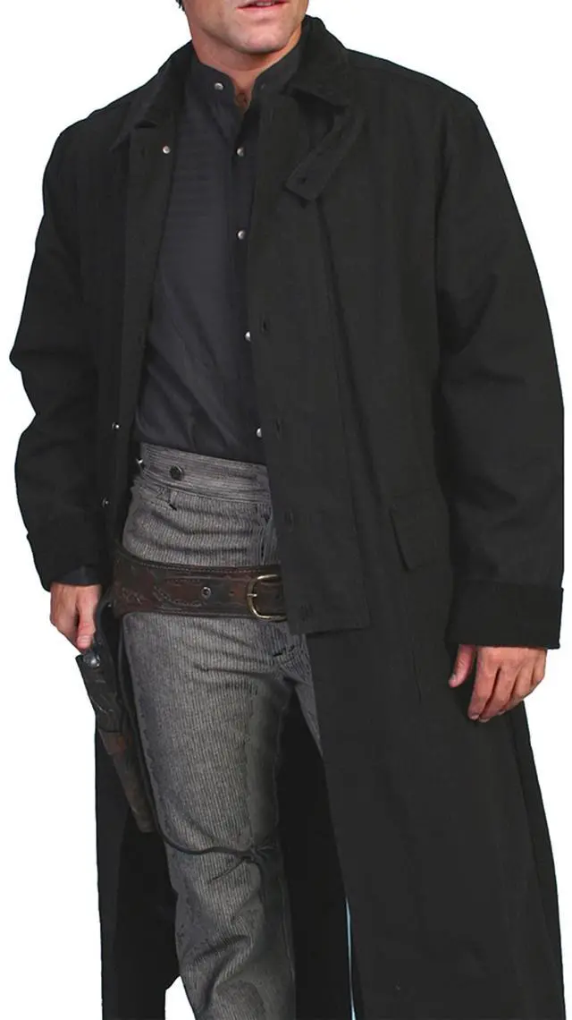 Main image of Scully Mens Long Canvas Duster Jacket, Western Cowboy Coat, Black, Size XX-Large