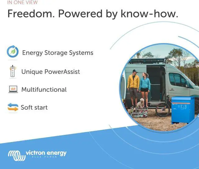 Alt view image 2 of 2 - Victron Energy Quattro Pure Sine Wave Inverter with Battery Charger, 120V - Blue