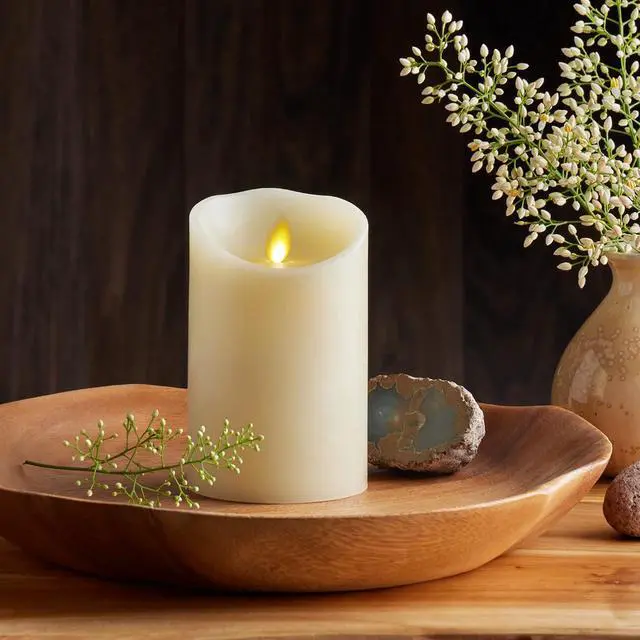 Alt view image 4 of 4 - Luminara Realistic Artificial Flame Classic Pillar Candle - Moving Flame LED Battery Operated Lights - Remote Ready - 3.5" x 5" N/A