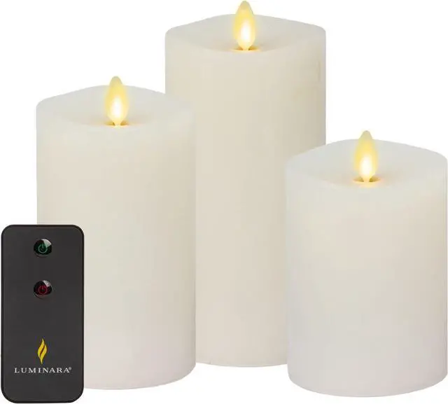 Main image of Luminara Flameless Indoor Moving Flame LED Candle Set of 3 for Decoration, White