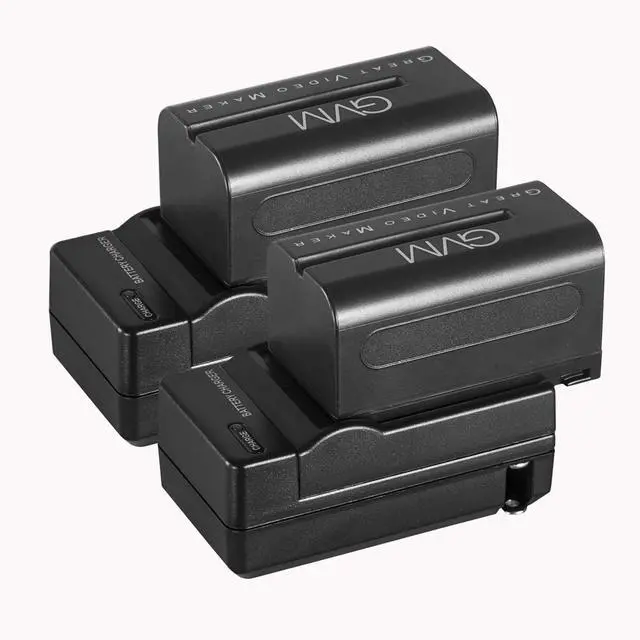 Main image of GVM Great Video Maker Batteries with Travel Chargers for Camera, 4400mAh - Black