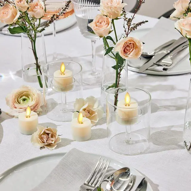 Alt view image 4 of 4 - luminara 02530  1.25" x 1.4" white remote ready battery operated plastic led flameless tea light 4 pack