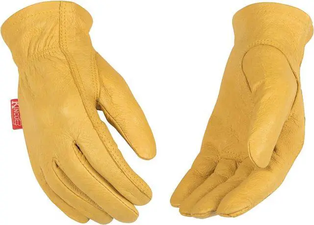 Main image of Kinco 94-C Kids' Leather Driver Work Gloves, Elastic Cuff, Ages 3-6, Yellow