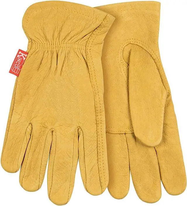 Alt view image 2 of 2 - Kinco 94-C Kids' Leather Driver Work Gloves, Elastic Cuff, Ages 3-6, Yellow