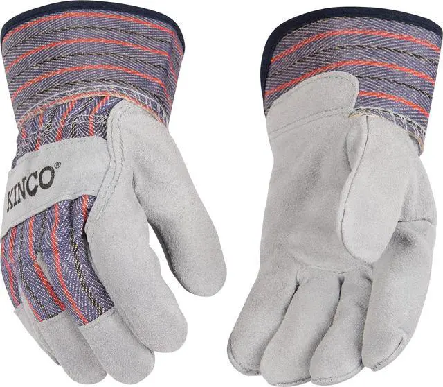 Main image of Kinco Suede Cowhide Gloves with Safety Cuff, Gray Suede Cowhide - Small (1 Pack)