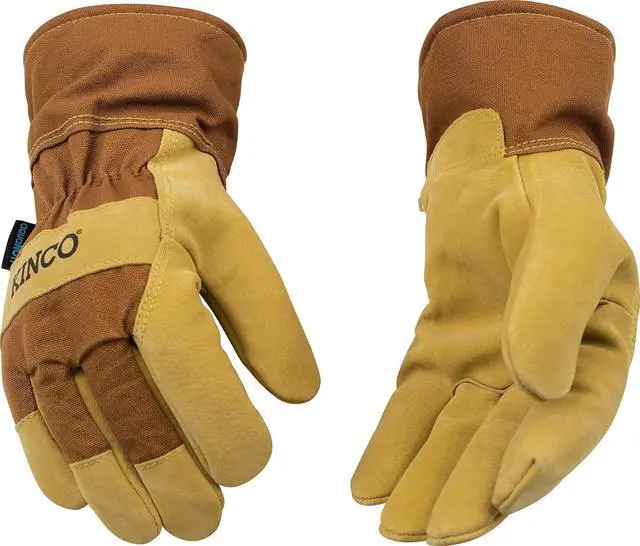 Main image of Kinco HydroFlector Waterproof Suede Pigskin Safety Cuff Gloves, Brown, L(1 Pack)