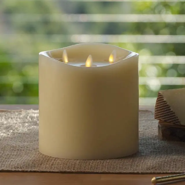 Main image of Luminara Tri-Flame Battery Operated Flameless LED Candle, Ivory - 5.8" x 5.7"