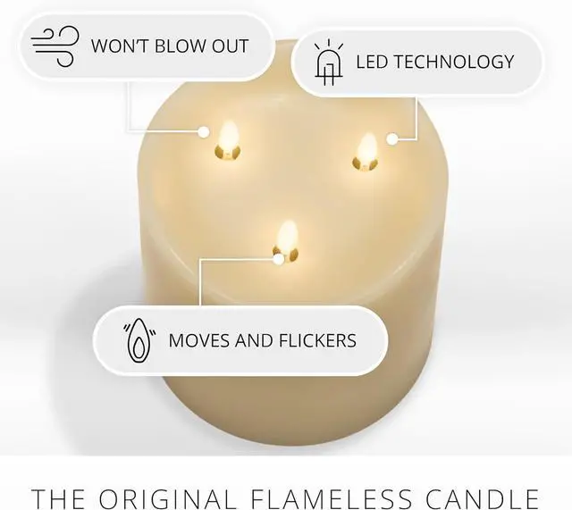 Alt view image 2 of 2 - Luminara Tri-Flame Battery Operated Flameless LED Candle, Ivory - 5.8" x 5.7"