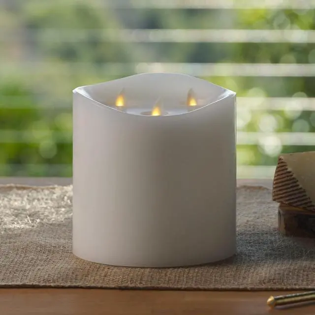 Main image of Luminara Tri-Flame Cordless Indoor LED Candle for Decoration, 5.8"x5.7" - White