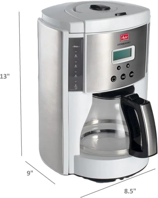 Alt view image 2 of 2 - Melitta 10-Cup Fully Automatic Drip Coffee Makers, White & Stainless Steel, 900W