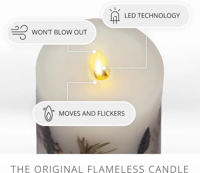 Alt view image 2 of 2 - Luminara Realistic Artificial Moving Flame Pillar Candle - 3.25" x 6.5", Ivory