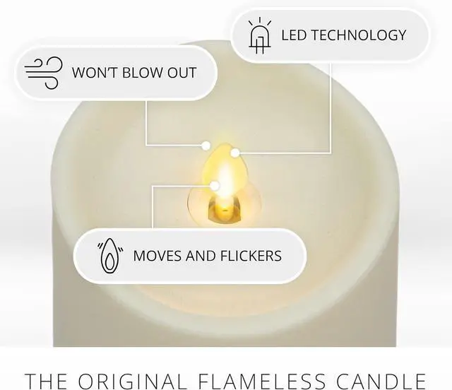 Alt view image 2 of 2 - Luminara Realistic Artificial Moving Flame Outdoor Pillar Candle - 3.25" x 8.5"