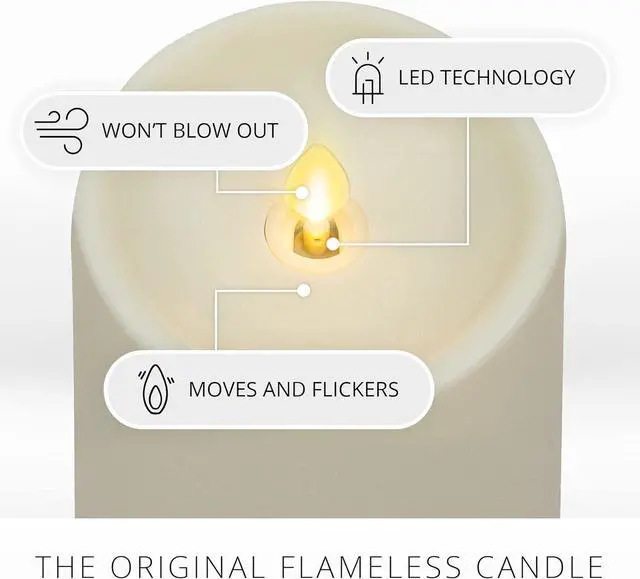Alt view image 2 of 2 - Luminara Realistic Artificial Moving Flame Outdoor Pillar Candle - 3.25" x 6.5"