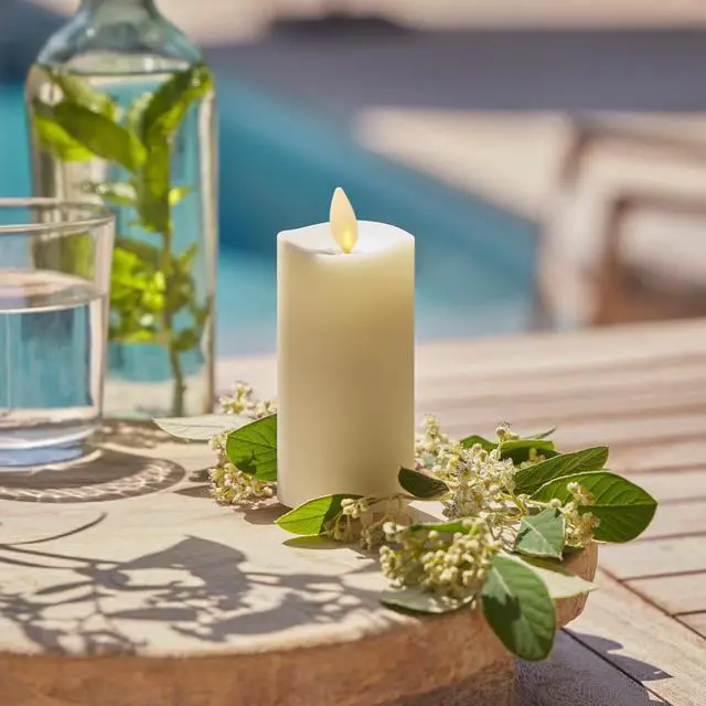 Alt view image 2 of 2 - Luminara 2" x 4.5" Flameless LED Moving Flame Pillar Candle for Outdoor - Ivory