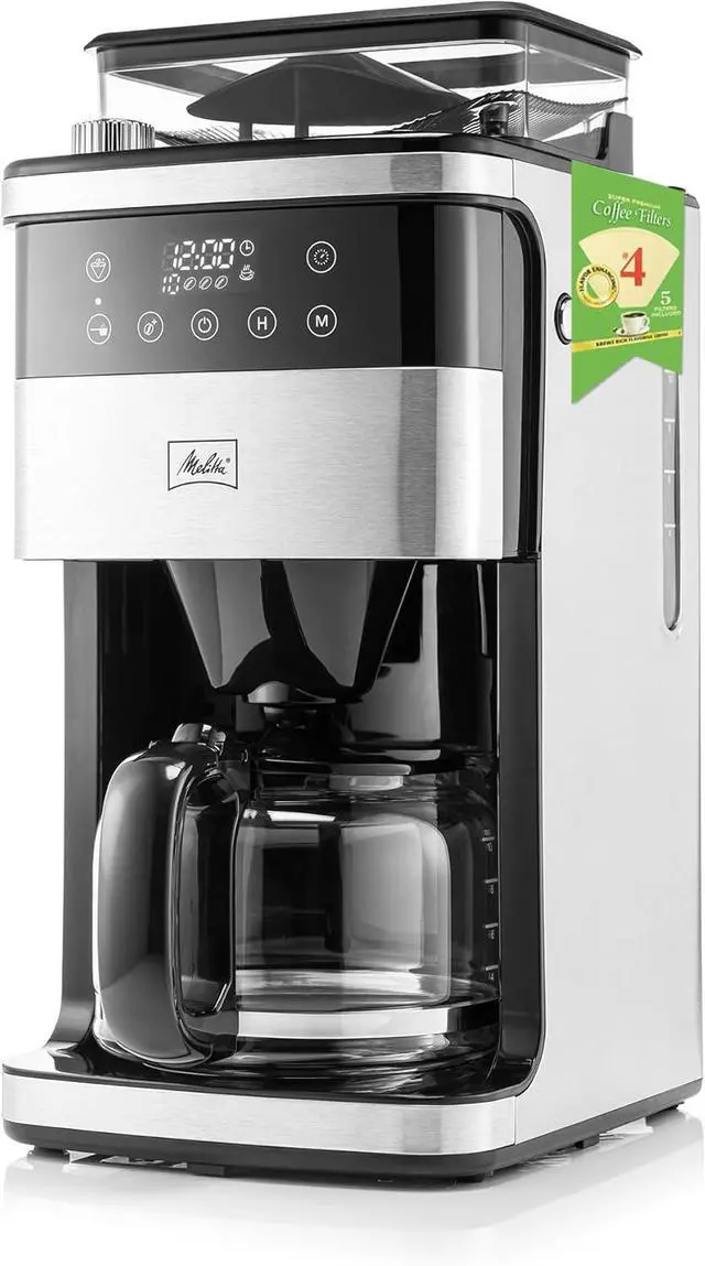 Main image of Melitta 10-Cup Fully Automatic Drip Coffee Maker, Stainless Steel & Black, 120-V