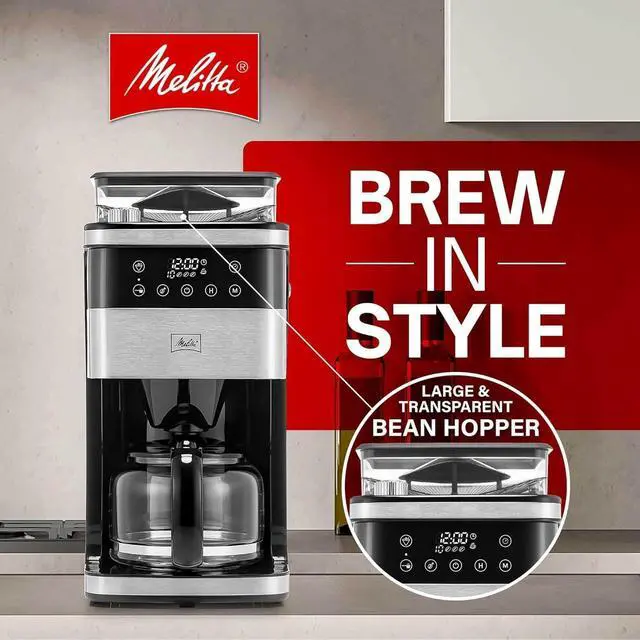 Alt view image 2 of 2 - Melitta 10-Cup Fully Automatic Drip Coffee Maker, Stainless Steel & Black, 120-V