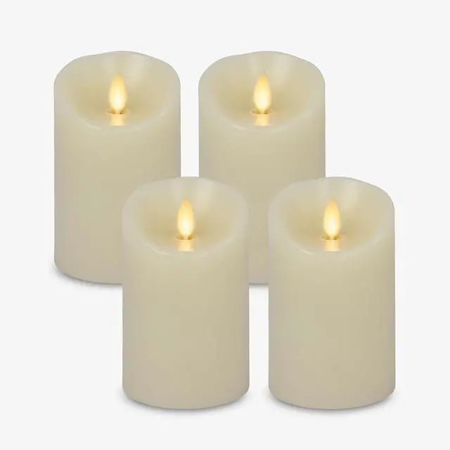 Main image of Luminara Flameless Battery Operated Flickering LED Candle, 4-Pack 3"x4.5", Ivory