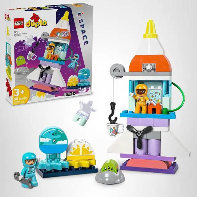 Main image of LEGO DUPLO 3 in 1 Space Shuttle Adventure Toddler Building Toys for Kids, 58 Pcs
