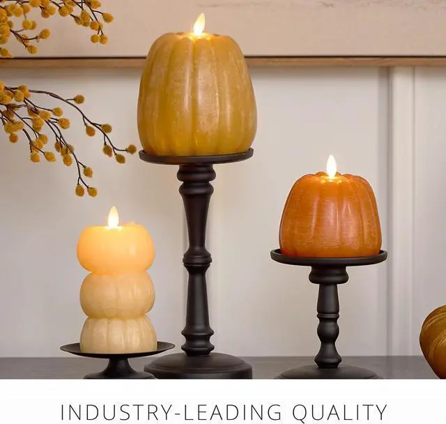 Alt view image 2 of 2 - Luminara Flameless Marmalade Embossed Leaves Indoor Candle, 3.5"x6.5", Marmalade