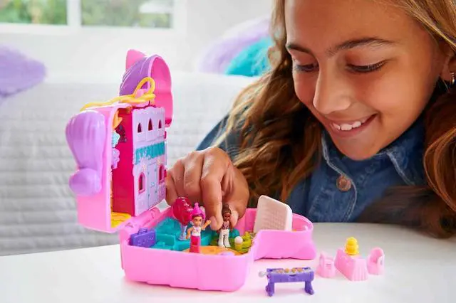 Alt view image 2 of 2 - Polly Pocket Pinata Party Fantasy Compact Playset with 2 Micro Dolls - 16 Pieces