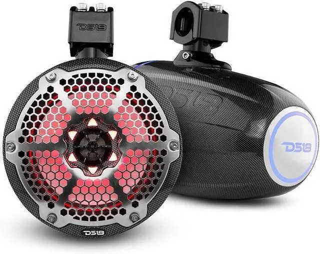 Alt view image 2 of 3 - DS18 X Series HYDRO 8" Wakeboard Pod Tower Speaker w/RGB LED Light - 425W - Black Carbon Fiber