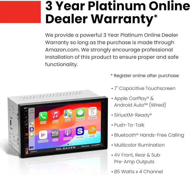 Alt view image 6 of 6 - BOSS BE7ACP.X Double-DIN 7" Digital Multimedia Receiver and Carplay/Android Auto