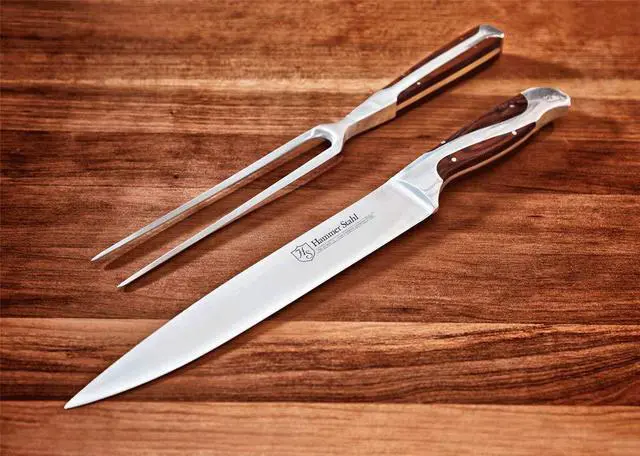 Alt view image 9 of 10 - Hammer Stahl Carving Knife and Fork Set